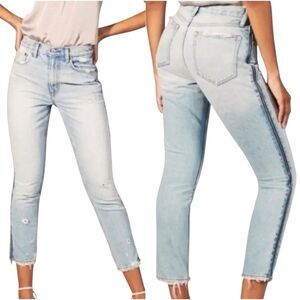 Abercrombie & Fitch Annie High Rise Girlfriend Jeans Sz 27 Side Zip Distressed